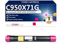 C950X71G Cartuchos de Tóner para Lexmark C950 X950 X952 X954 Impresoras, para Escuelas, Hospitales y Bancos, 30000 Páginas,Magenta-1 Pack