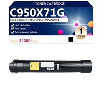 C950X71G Cartuchos de Tóner para Lexmark C950 X950 X952 X954 Impresoras, para Escuelas, Hospitales y Bancos, 30000 Páginas,Black-1 Pack