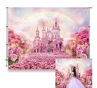Caaerttply Telón de fondo de castillo de jardín de flores de fantasía para fotografía, 10 x 8 pies, dulce princesa, rosa, floral, país de las maravillas, telón de fondo para fiesta de cumpleaños, baby