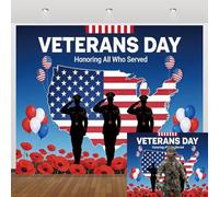 Caaerttply Telón de fondo para el Día de los Veteranos de 10 x 8 pies, Día de los Caídos, Día de los Caídos, 4 de julio, soldado patriótico, fondo de bandera estadounidense, decoración azul