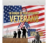 Caaerttply Telón de fondo para el Día de los Veteranos Feliz 4 de Julio, soldado patriótico, telón de fondo para fotos de 10 x 8 pies, fondo de bandera estadounidense roja, blanca y azul, decoración