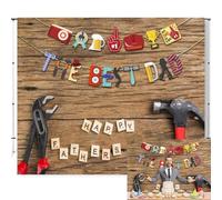 Caaerttply Telón de fondo para el Día del Padre de 10 x 8 pies, herramientas de reparación para el día del padre, tablero de madera, telón de fondo para fotos, pancarta de fiesta de papá con texto en