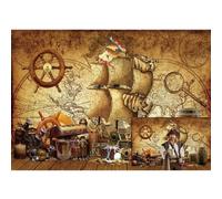 Caaerttply Telón de fondo pirata para fotografía, diseño vintage de barco corsario, 10 x 8 pies, mapa del tesoro náutico, fiesta de cumpleaños, baby shower, fondo de recién nacidos, niños y adultos,