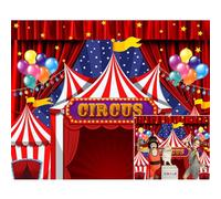 Caaerttply Telón de fondo rojo de circo de carnaval, fiesta temática, telón de fondo de fotografía de fiesta feliz para niño y niña, primer cumpleaños, fiesta de primer cumpleaños, baby shower,