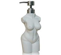 Caahanjia Dispensador de jabón de cerámica con Forma de niña, dispensador de jabón líquido rellenable para baño, dispensador de jabón de Cocina Premium (Blanco)