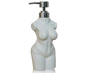 Caahanjia Dispensador de jabón de cerámica para niñas, Juego de dispensador de loción y jabón, dispensador de jabón líquido Recargable para baño, dispensador de jabón de Cocina Premium (Blanco