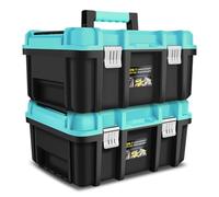 CAAP DRIVEN CAAP-TOLS-TBX-TB - Juego de caja de herramientas portátil 2 en 1 con mango antideslizante plegable y bandejas de almacenamiento extraíbles y cierres resistentes