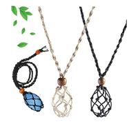 CAASFOOY Collar con cordón de algodón encerado trenzado, 2 unidades, collar vacío porta piedras, colgante de piedra ajustable para mujeres y hombres, para joyas DIY