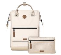 Cabaïa - Mochila Adventurer Alger - Maxi 23L - Repelente al Agua - Compartimento Portátil 15″ - 2 Bolsillos Intercambiables - Certificada Vegana - Mochila de Viaje, Trabajo y Escuela - Beige