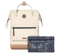 Cabaïa - Mochila Adventurer Andenne - Maxi 23L - Repelente al Agua - Compartimento Portátil 15″ - 2 Bolsillos Intercambiables - Certificada Vegana - Mochila de Viaje, Trabajo y Escuela - Beige