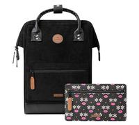 Cabaïa - Mochila Adventurer Brighton - Medium 18L - Repelente al Agua - Compartimento Portátil 13″ - 2 Bolsillos Intercambiables - Certificada Vegana - Mochila de Viaje, Trabajo y Escuela - Negra