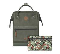 Cabaïa - Mochila Adventurer Busan - Medium 18L - Repelente al Agua - Compartimento Portátil 13″ - 2 Bolsillos Intercambiables - Certificada Vegana - Mochila de Viaje, Trabajo y Escuela - Verde
