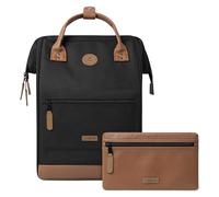 Cabaïa - Mochila Adventurer Cologne - Medium 18L - Repelente al Agua - Compartimento Portátil 13″ - 2 Bolsillos Intercambiables - Certificada Vegana - Mochila de Viaje, Trabajo y Escuela - Negra