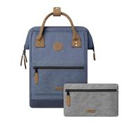 CABAIA - Mochila Adventurer - Deperlant - Compartimento para ordenador portátil - 2 bolsillos - Certificado vegano - Bolsa de viaje, negocios, escuela para hombre y mujer - Azul, Paris, Medium 18L