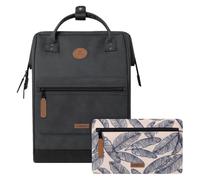 Cabaïa - Mochila Adventurer Le Havre - Maxi 23L - Repelente al Agua - Compartimento Portátil 15″ - 2 Bolsillos Intercambiables - Certificada Vegana - Mochila de Viaje, Trabajo y Escuela - Negra