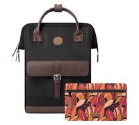 Cabaïa - Mochila Adventurer Managua - Medium 18L - Repelente al Agua - Compartimento Portátil 13″ - 2 Bolsillos Intercambiables - Certificada Vegana - Mochila de Viaje, Trabajo y Escuela - Negra