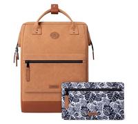 Cabaïa - Mochila Adventurer Moscow - Maxi 23L - Repelente al Agua - Compartimento Portátil 15″ - 2 Bolsillos Intercambiables - Certificada Vegana - Mochila de Viaje, Trabajo y Escuela - Marrón