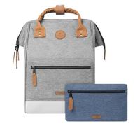 Cabaïa - Mochila Adventurer New York - Medium 18L - Repelente al Agua - Compartimento Portátil 13″ - 2 Bolsillos Intercambiables - Certificada Vegana - Mochila de Viaje, Trabajo y Escuela - Gris