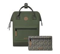 Cabaïa - Mochila Adventurer Seoul - Medium 18L - Repelente al Agua - Compartimento Portátil 13″ - 2 Bolsillos Intercambiables - Certificada Vegana - Mochila de Viaje, Trabajo y Escuela - Verde