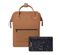 Cabaïa - Mochila Adventurer Torino - Medium 18L - Repelente al Agua - Compartimento Portátil 13″ - 2 Bolsillos Intercambiables - Certificada Vegana - Mochila de Viaje, Trabajo y Escuela - Marrón