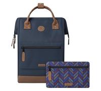 Cabaïa - Mochila Adventurer Chicago - Maxi 23L - Repelente al Agua - Compartimento Portátil 15″ - 2 Bolsillos Intercambiables - Certificada Vegana - Mochila de Viaje, Trabajo y Escuela - Azul