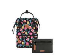 Cabaïa Mochila para mujer Adventurer Vegan Nubuck Small One Size, Black Graphic Flower, S