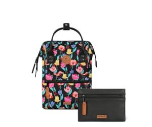 Cabaïa Mochila para mujer Adventurer Vegan Nubuck Small One Size, Black Graphic Flower, S