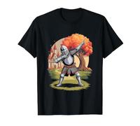 Caballero Dabbing en Paisaje Medieval del Castillo Camiseta gráfica económica, Hombre, Negro, XL