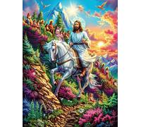 Caballero de Caballo Blanco Puzzles 300 Piezas Estera Portátil 3D Antideslizante Animal Plant Hada Tale Rompecabezas Familiar para Adultos Aliviar Estrés Decoración Hogar Moderno Creativo 300 PCS