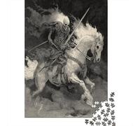 Caballero de la Muerte Montando un Caballo Esqueleto, Rompecabezas Sostenibles Estampados para Adultos De Madera De 70x50cm/1000pcs