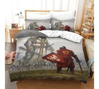 Caballero Edredón Impreso En 3D con Funda De Almohada Bandera de Guerra Cruzada Juego De 3 Piezas De Ropa De Cama con Cremallera Oculta Microfibra Muy Suave Double（200x200cm）