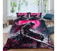 Caballero Funda De Edrojoón Rojo Luna 3D hormigaialérgica Microfibra Ropa De Cama De 2 Fundas De Almohada, Niños Niñas, Funda De Edrojoón Dormitorio Super King（260x220cm）