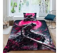 Caballero Funda De Edrojoón Rojo Luna 3D Impreso Microfibra Ropa De Cama 1 Fundas De Almohada, Niños Niñas, Funda De Edrojoón Dormitorio Single(135x200cm)