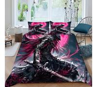 Caballero Funda De Edrojoón Rojo Luna Impresa En 3D Microfibra Ropa De Cama 2 Fundas De Almohada Niños Niñas Decoración del Dormitorio Double（200x200cm）