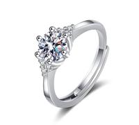 Caballero grabado anillo de boda de oro blanco plata de 14 quilates Moissanite con piedras preciosas brillantes, talla lesbiana para hermana cumpleaños joyas, 64, Oro blanco de 14 quilates, Moissanita