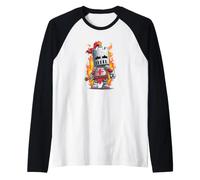 Caballero Guapo con Espada y Llamas para los Amantes del Reino Camiseta Manga Raglan