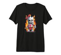 Caballero Guapo con Espada y Llamas para los Amantes del Reino Camiseta Premium