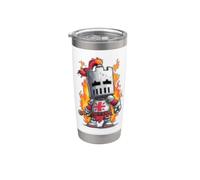 Caballero guapo con espada y llamas para los amantes del reino Vaso térmico de acero inoxidable de doble pared