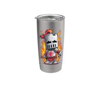 Caballero guapo con espada y llamas para los amantes del reino Vaso térmico de acero inoxidable de doble pared