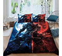 Caballero Luna Funda Edredon 3 Piezas con Impresión En 3D Gothic Themes con Funda Almohada King（220x240cm） 100% Microfibra Ropa De Cama para Adultos Y Niñas
