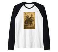 Caballero Medieval Montando Un Erizo Jinete Arte Surrealista Camiseta Manga Raglan