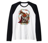 Caballero Polaco Folk Girl Amapolas Romance Caballo Arte Floral Camiseta Manga Raglan