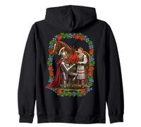 Caballero Polaco Folk Girl Amapolas Romance Caballo Arte Floral Sudadera con Capucha