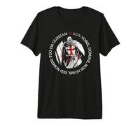 Caballero Templario con Escudo Cruzado y Cruz Templaria Camiseta Premium