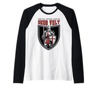 Caballero Templario Deus Vult Hora de Otra Cruz Cruzada Camiseta Manga Raglan