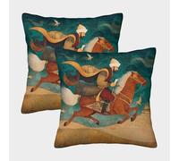 Caballeros Durante la era de Gengis Kan Fundas De Almohada Cojines Decorativos Impresos En 3D,para Sofá Cama 50x50cm 2 Paquetes
