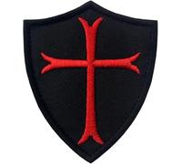 Caballeros Templarios Escudo cruzado Militar BordadoTermoadhesivo. Parches para todo tipo de prendas y artículos textiles, fácil de planchar y colocar, fabricado en España. (1, Termoadhesivo, 7.5x5cm)