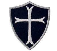 Caballeros templarios escudo cruzado militar moral Broche Bordado de Gancho y Parche de Gancho y bucle de cierre, Blanco negro