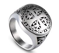 Caballeros Templarios Luck Cross Crusader Hombres Anillo Sello Punk Rock Hip Hop Titanio Acero Inoxidable Anillo Masculino Biker Joyería Regalo