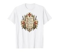 Caballeros Templarios Non No omine Camiseta gráfica económica, Hombre, Blanco, M